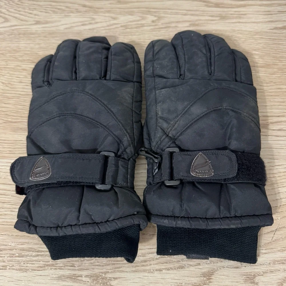 Saranac Ski Gloves Womens Large Black Winter‎ Snow Outdoor Vintage Warm Nylon
